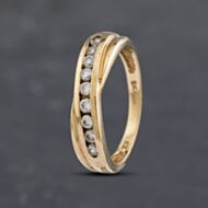 Pre-Owned 9ct Yellow Gold Cubic Zirconia Crossover Half Eternity Ring 41102957