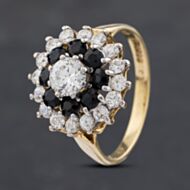 Pre-Owned 9ct Yellow Gold Sapphire & Cubic Zirconia Round Cluster Ring 41102965