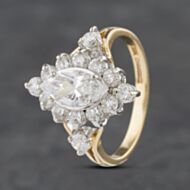 Pre-Owned 9ct Yellow Gold Cubic Zirconia Marquise Cluster Ring 41102988