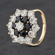 Pre-Owned 9ct Yellow Gold Sapphire & Cubic Zirconia Large Cluster Ring 41102992