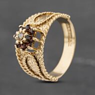 Pre-Owned Vintage 9ct Yellow Gold Garnet & Opal Cluster Ring 41103010