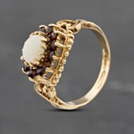 Pre-Owned Vintage 9ct Yellow Gold Opal & Garnet Cluster Ring 41103016