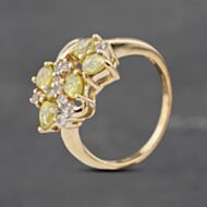 Pre-Owned 9ct Yellow Gold Peridot & White Topaz Cluster Ring 41103021
