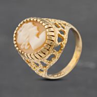 Pre-Owned Vintage 9ct Yellow Gold Cameo Oval Dress Ring 41103029