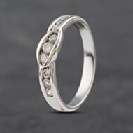 Pre-Owned 9ct White Gold Cubic Zirconia Crossover Channel Set Half Eternity Ring 41103037