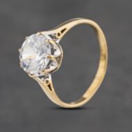 Pre-Owned 9ct Yellow Gold Cubic Zirconia Solitaire Ring 41103042