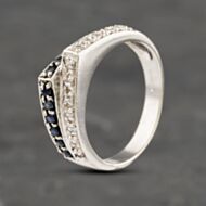 Pre-Owned 9ct White Gold Sapphire & Cubic Zirconia Offset Two Row Ring 41103082