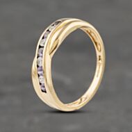 Pre-Owned 9ct Yellow Gold Amethyst & Cubic Zirconia Crossover Ring 41103085