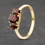 Pre-Owned 9ct Yellow Gold Garnet Three Stone Ring 41103092