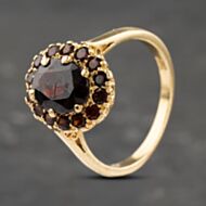 Pre-Owned Vintage Yellow Gold Garnet Oval Cluster Ring 41103094