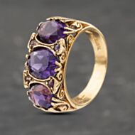 Pre-Owned Vintage 9ct Yellow Gold Amethyst Seven Stone Ring 41103100