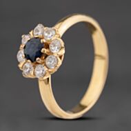 Pre-Owned 18ct Yellow Gold Sapphire & Cubic Zirconia Round Cluster Ring 41103110