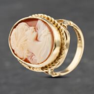 Pre-Owned Vintage 9ct Yellow Gold Cameo Very Large Dress Ring 41103122