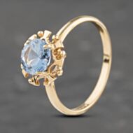 Pre-Owned Vintage 9ct Yellow Gold Blue Topaz Round Dress Ring 41103135