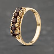 Pre-Owned Vintage 9ct Yellow Gold Garnet Five Stone Ring 41103138