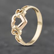 Pre-Owned 9ct Two Colour Gold Triple Open Hearts Dress Ring 41103146