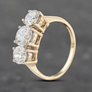 Pre-Owned 9ct Yellow Gold Cubic Zirconia Three Stone Ring 41103155