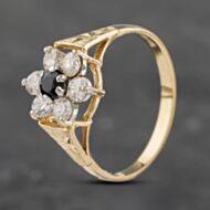 Pre-Owned 9ct Yellow Gold Sapphire & Cubic Zirconia Cluster Ring 41103160