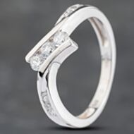 Pre-Owned 9ct White Gold Cubic Zirconia Crossover Three Stone Ring 41103165