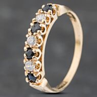 Pre-Owned 9ct Yellow Gold Sapphire & Cubic Zirconia Half Eternity Ring 41103178