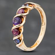 Pre-Owned 9ct Yellow Gold Garnet & Pink Tourmaline Five Stone Ring 41103182