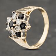 Pre-Owned 9ct Yellow Gold Sapphire & Cubic Zirconia Cluster Ring 41103192