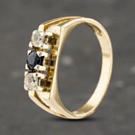 Pre-Owned 9ct Yellow Gold Sapphire & Cubic Zirconia Three Stone Ring 41103193
