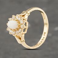 Pre-Owned 9ct Yellow Gold Opal & Cubic Zirconia Cluster Ring 41103202