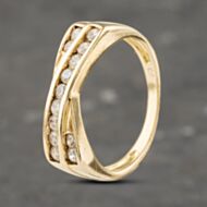 Pre-Owned 9ct Yellow Gold Cubic Zirconia Double Crossover Ring 41103207