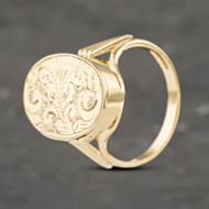 Pre-Owned 9ct Yellow Gold Opening Hand Engraved Locket Dress Ring 41103220
