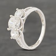 Pre-Owned 14ct White Gold Cubic Zirconia Shoulders Three Stone Ring 41103225