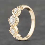 Pre-Owned 9ct Yellow Gold Cubic Zirconia Square Cut Three Stone Ring 41103227