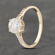 Pre-Owned 9ct Yellow Gold Cubic Zirconia Shoulder Set Solitaire Ring 41103228