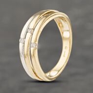 Pre-Owned 9ct Two Colour Gold Cubic Zirconia Three Row Band Ring 41103235