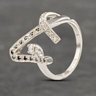 Pre-Owned 18ct White Gold Cubic Zirconia Black And White Dress Ring 41103236