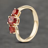 Pre-Owned 9ct Yellow Gold Fancy Coloured Sapphires Three Stone Ring 41103256