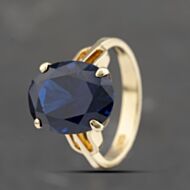 Pre-Owned 14ct Yellow Gold Synthetic Blue Spinel Oval Dress Ring 41103263