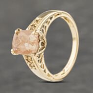 Pre-Owned 9ct Yellow Gold Andesine & White Quartz Set Shoulders Oblong Dress Ring 41103268