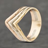 Pre-Owned 9ct Three Colour Gold Half Wishbone Ring 41103281
