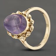 Pre-Owned 9ct Yellow Gold Amethyst Cabachon Dress Ring 41103287