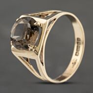 Pre-Owned 9ct Yellow Gold Smokey Quartz Round Dress Ring 41103293