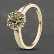 Pre-Owned 9ct Yellow Gold Peridot & White Topaz Cluster Ring 41103301
