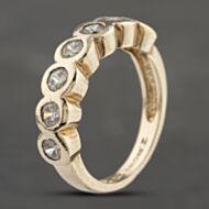 Pre-Owned 9ct Yellow Gold Cubic Zirconia Rubover Set Half Eternity Ring 41103303