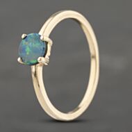 Pre-Owned 9ct Yellow Gold Black Opal Doublet Round Dress Ring 41103311