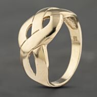 Pre-Owned 9ct Yellow Gold Open Patterned Crossover Ring 41103316