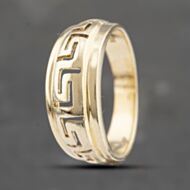 Pre-Owned 14ct Yellow Gold Greek Key Band Ring 41103317