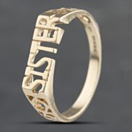 Pre-Owned 9ct Yellow Gold Sister Signet Ring 41103325