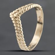 Pre-Owned 9ct Yellow Gold Rope Effect Half Wishbone Ring 41103326