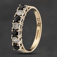 Pre-Owned 9ct Yellow Gold Sapphire & Cubic Zirconia Half Eternity Ring 41103361