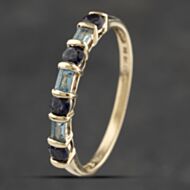 Pre-Owned 9ct Yellow Gold Sapphire & Blue Topaz Seven Stone Ring 41103365